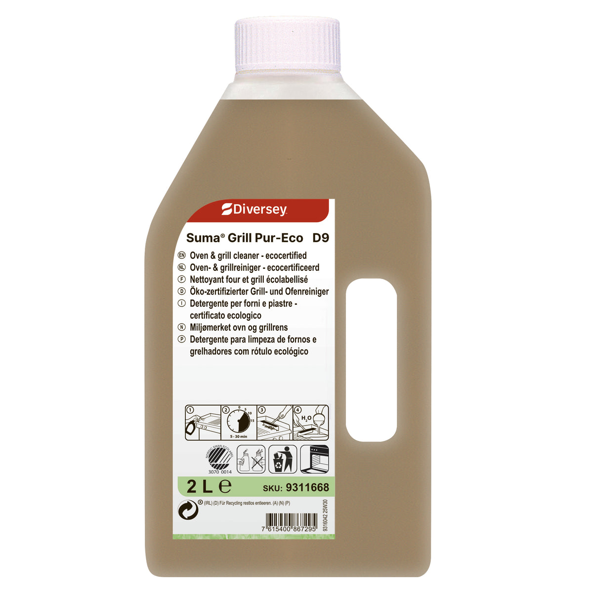 Detergente ecologico per forni e grill Diversey Suma Grill Pur-Eco D9 2 litri