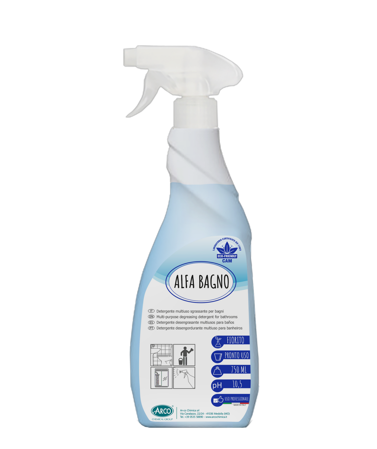 Detergente multiuso per bagni Arco Chimica Alfa Bagno 12x750 ml