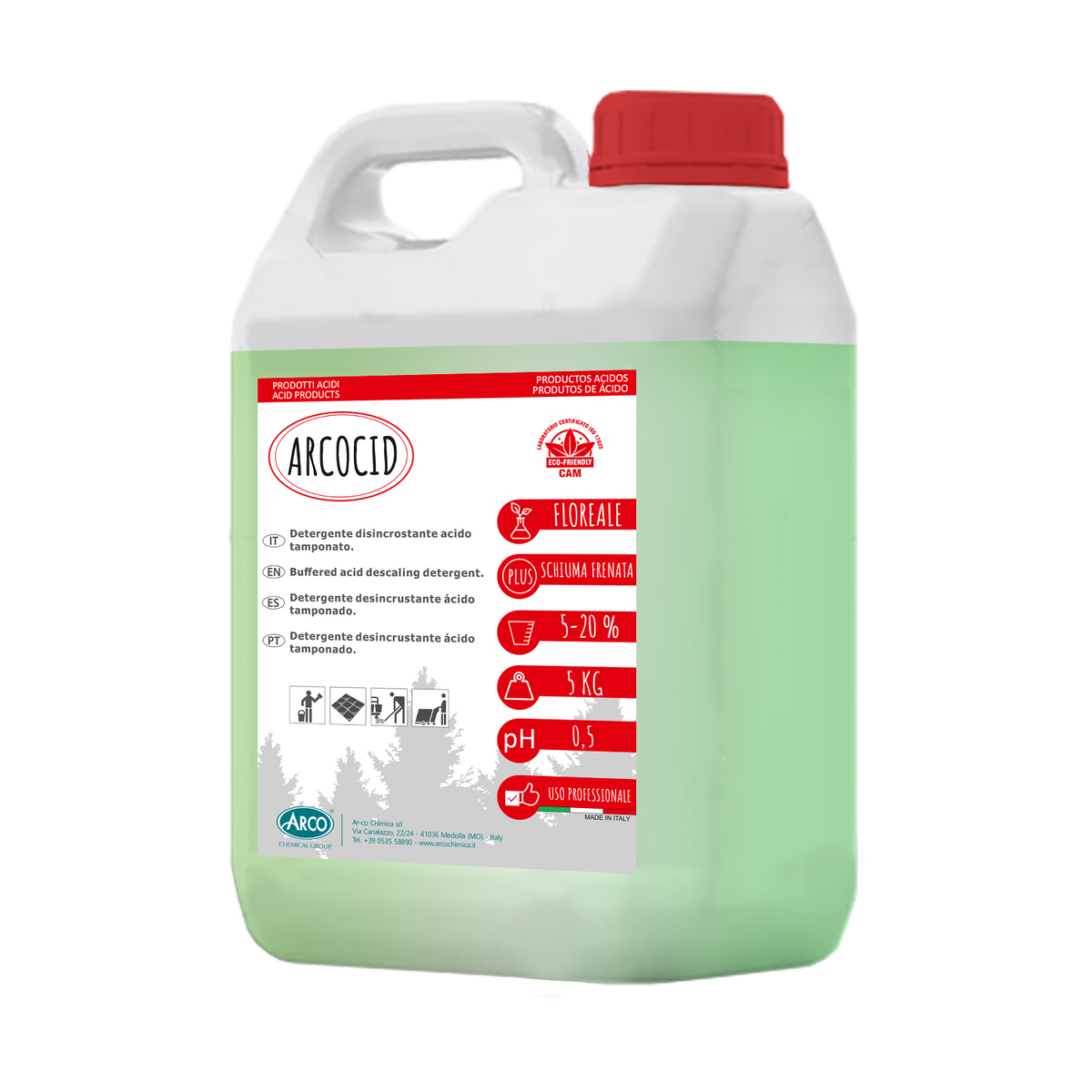 Detergente disincrostante acido tamponato profumato Arco Chimica Arcocid 4x5 kg