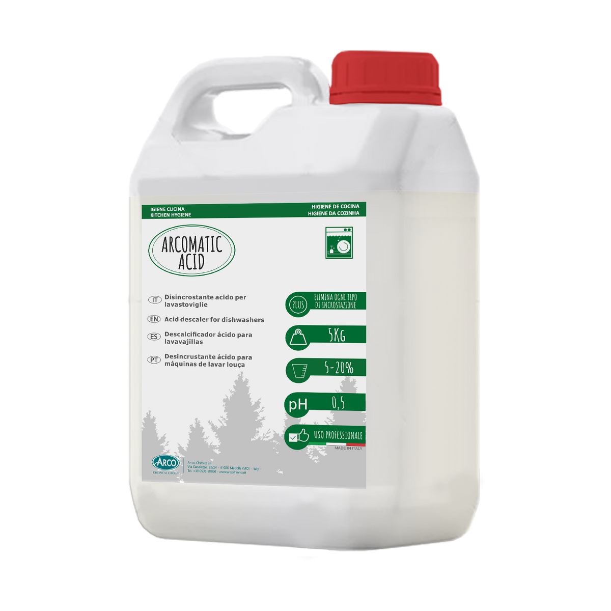 Disincrostante acido per lavastoviglie Arco Chimica Arco Matic Acid 4x5 kg