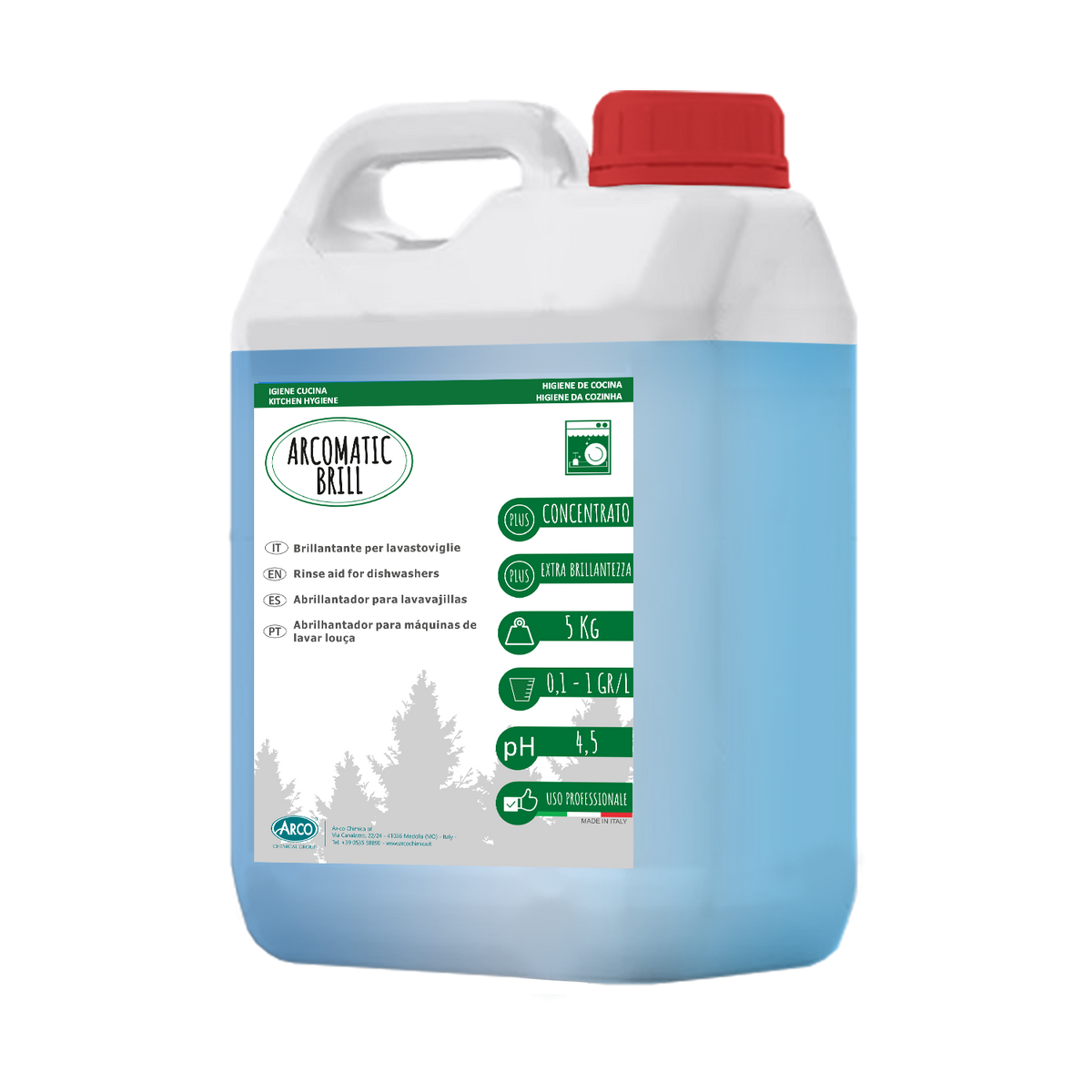 Brillantante liquido concentrato per lavastoviglie Arco Chimica Arco Matic Brill 5 kg