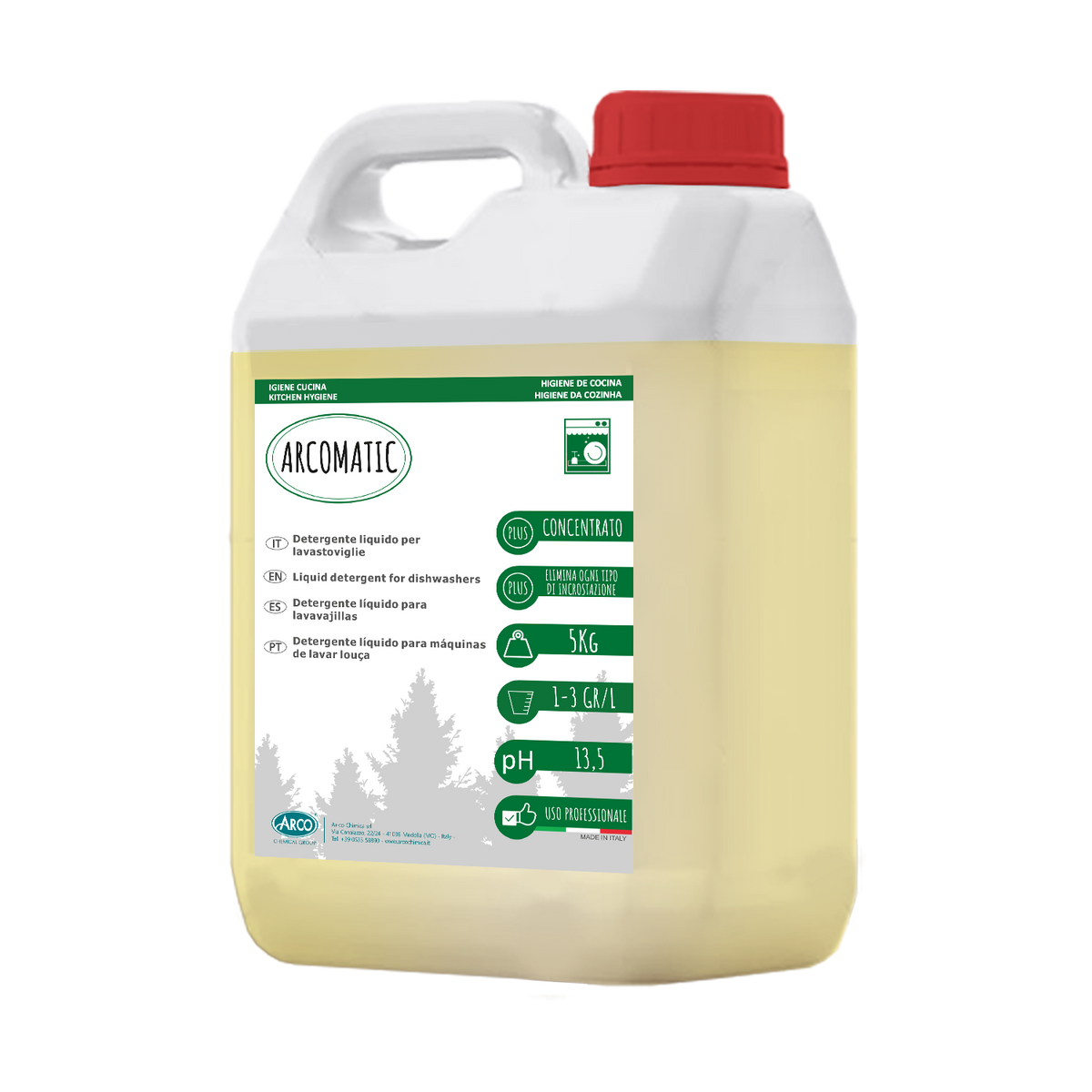 Detergente liquido concentrato per lavastoviglie Arco Chimica Arco Matic 12 kg