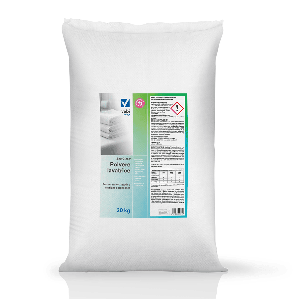 Detersivo enzimatico in polvere per lavatrice Vebi BestClean Polvere Lavatrice busta 20 kg