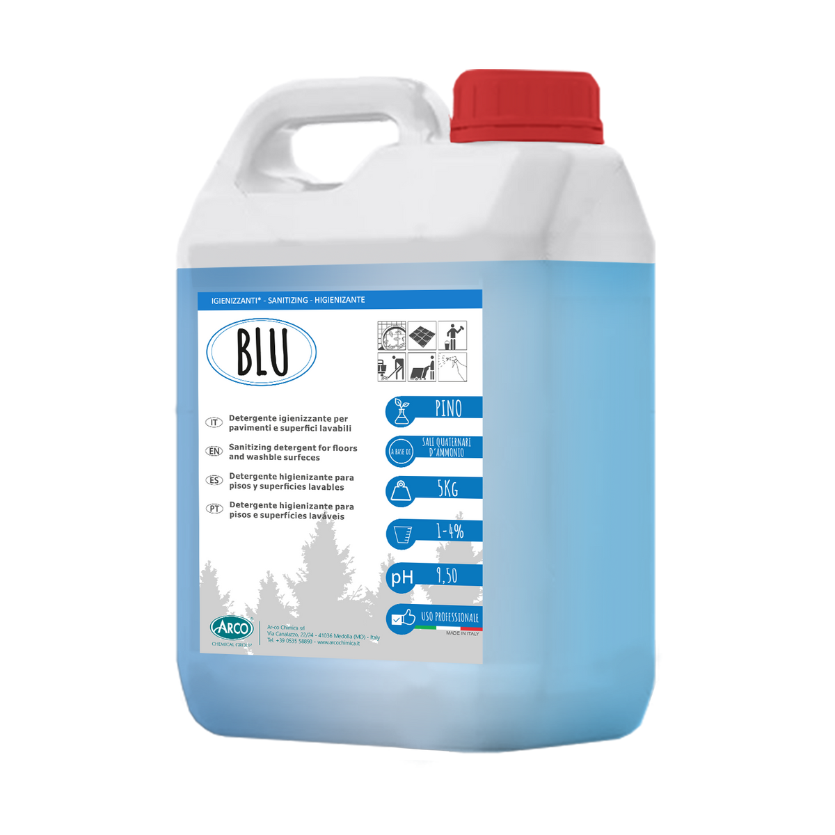 Igienizzante detergente deodorante profumato Arco Chimica Blu 4x5 kg