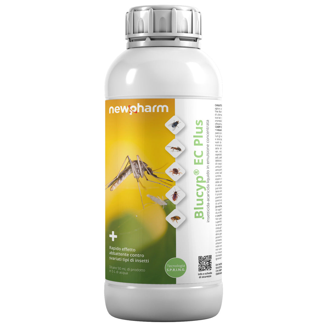 Insetticida acaricida concentrato per mosche, zanzare, blatte e formiche Newpharm Blucyp EC Plus 250 ml