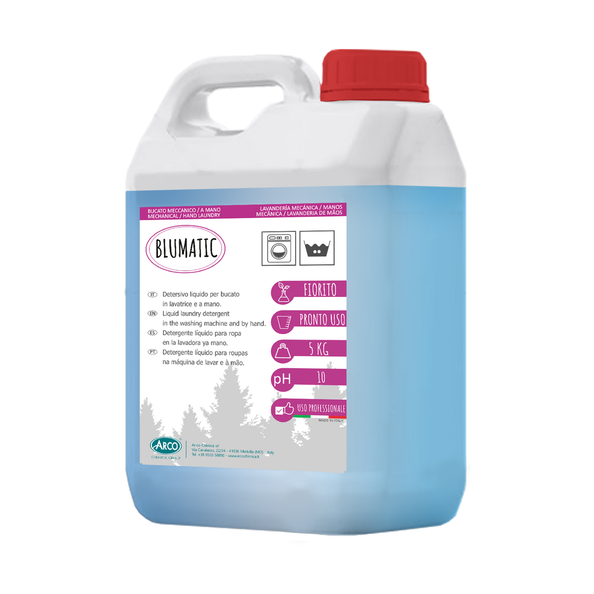 Detersivo liquido per lavatrice e lavaggio a mano Arco Chimica Blumatic 4x5 kg