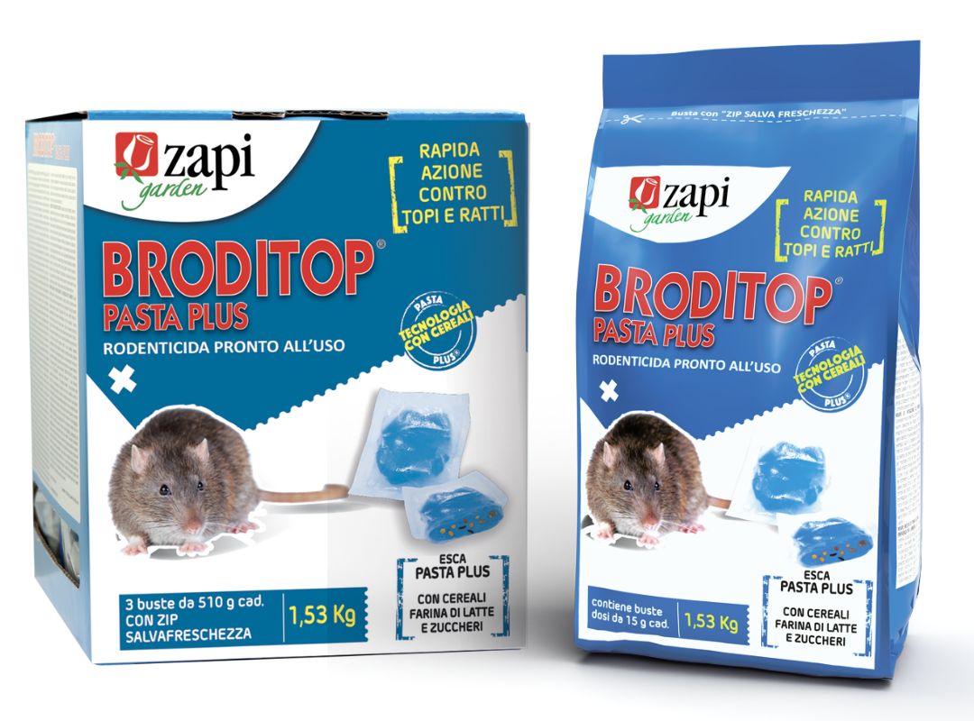 Esca rodenticida derattizzante per topi e ratti Zapi BRODITOP PASTA PLUS 1,53 Kg