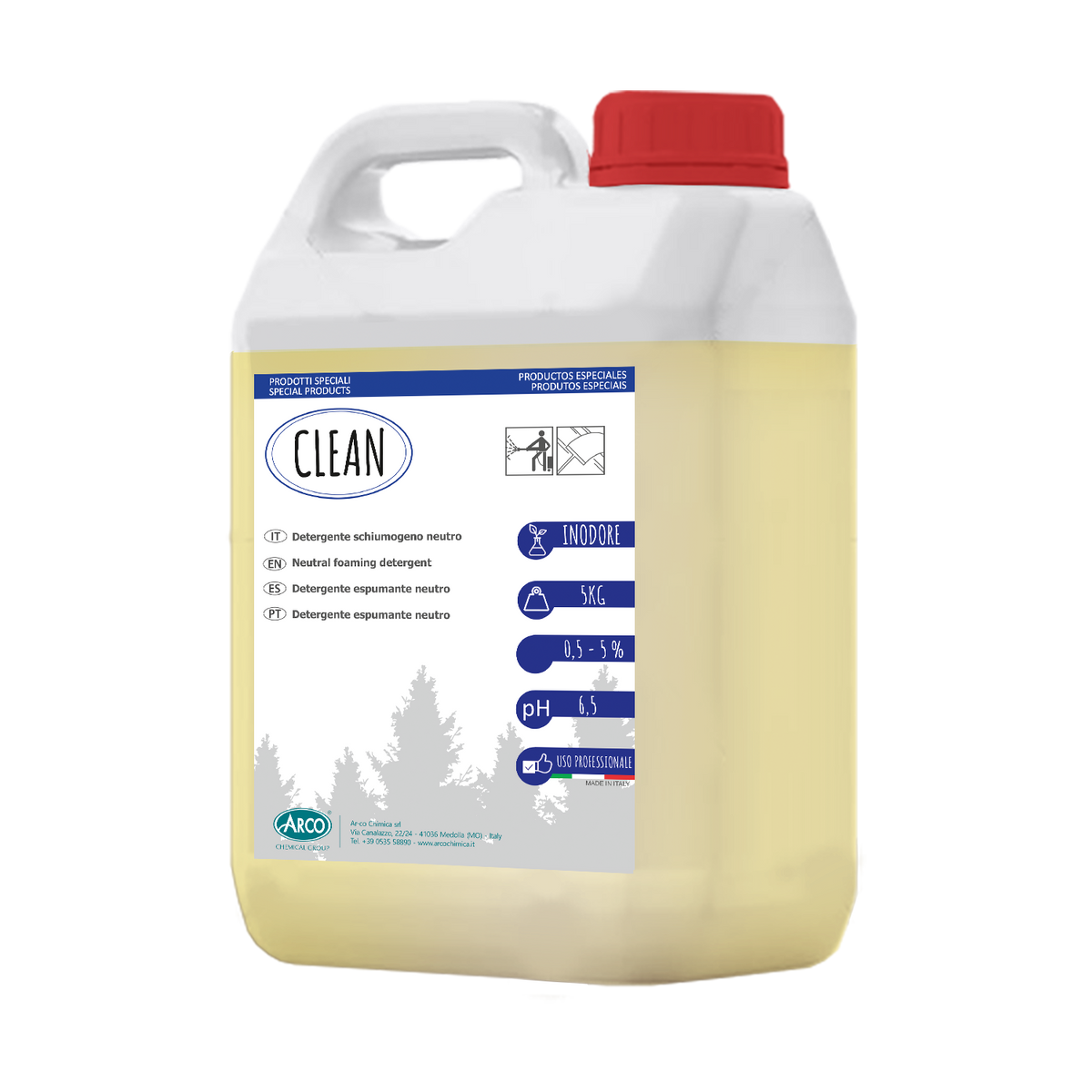Detergente schiumogeno neutro Arco Chimica Clean 4x5 kg