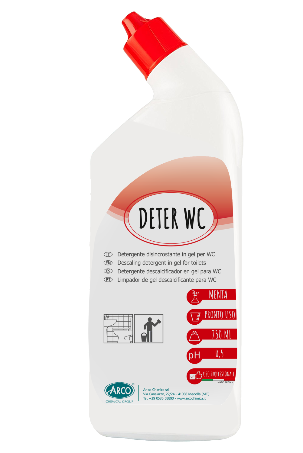 Detergente concentrato in gel per WC Arco Chimica Deter WC 750 ml