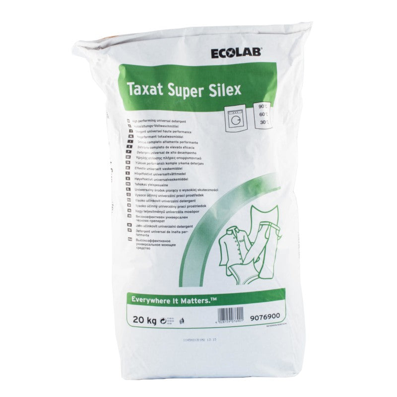 Detersivo in polvere atomizzato per lavatrice Ecolab Taxat Super Silex 20 kg