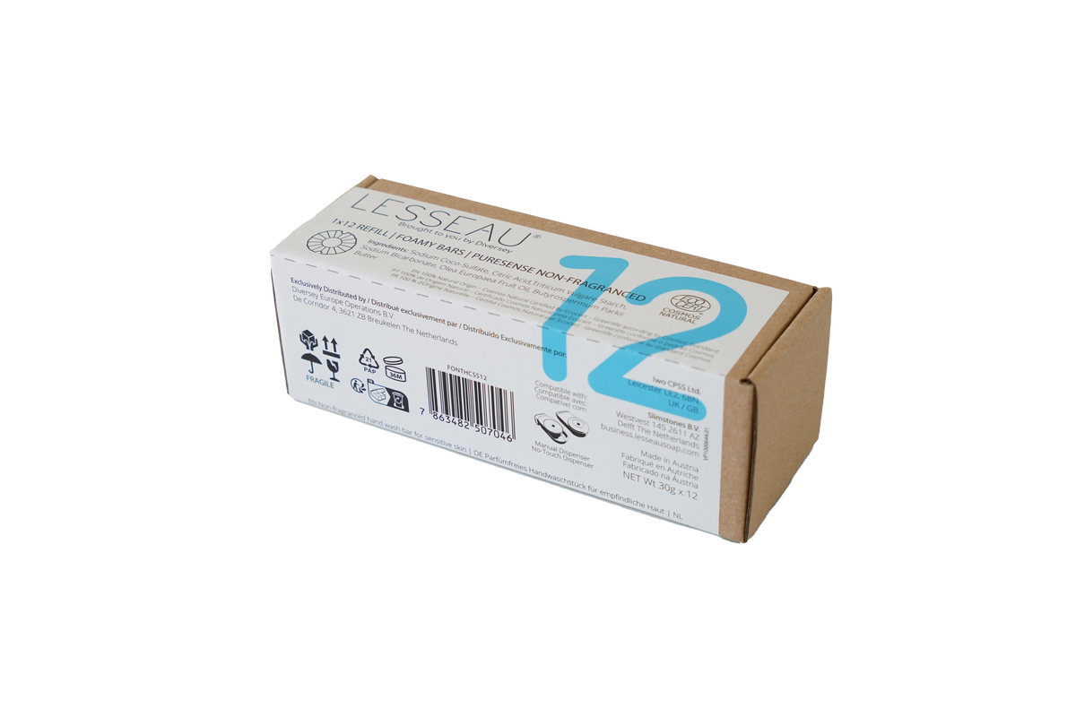 Innovativo lavamani in barrette solide Diversey LESSEAU Hand Wash Foamy Bar PureSense 12 pezzi