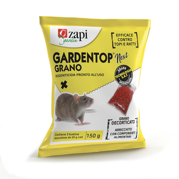 Esca rodenticida in grano per topi e ratti Zapi Gardentop Next Grano 150 g (3 buste da 50 g)
