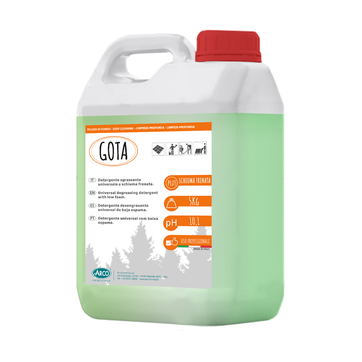 Detergente universale a schiuma frenata Arco Chimica Gota 12x1 litro