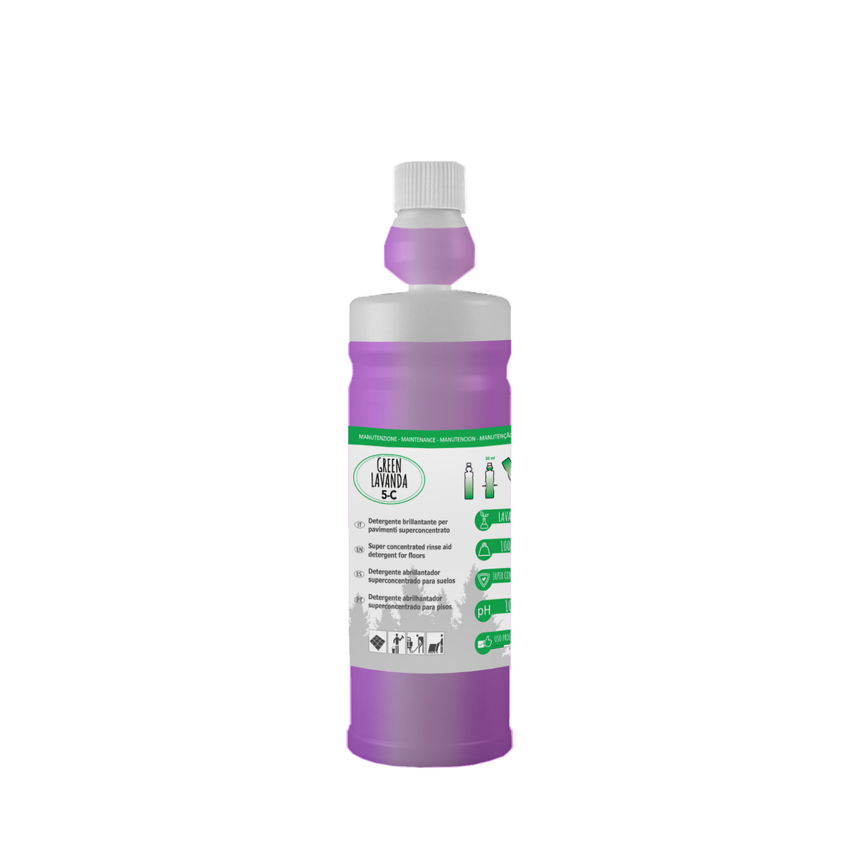 Detergente brillantante profumato concentrato per pavimenti Arco Chimica Green Lavanda 5-C 6x1 litro