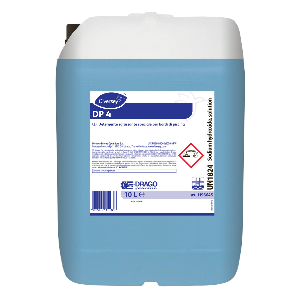 Detergente concentrato per bordo vasca piscina Diversey DP 4 10 litri