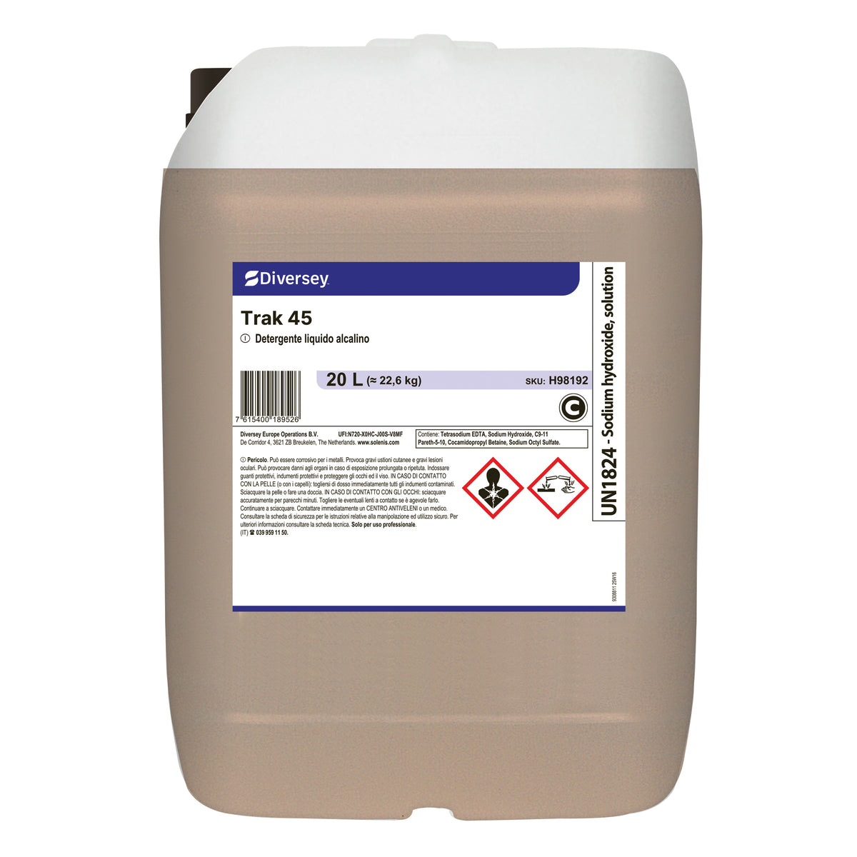 Detergente liquido schiumogeno polifunzionale Diversey Trak 45 20 litri