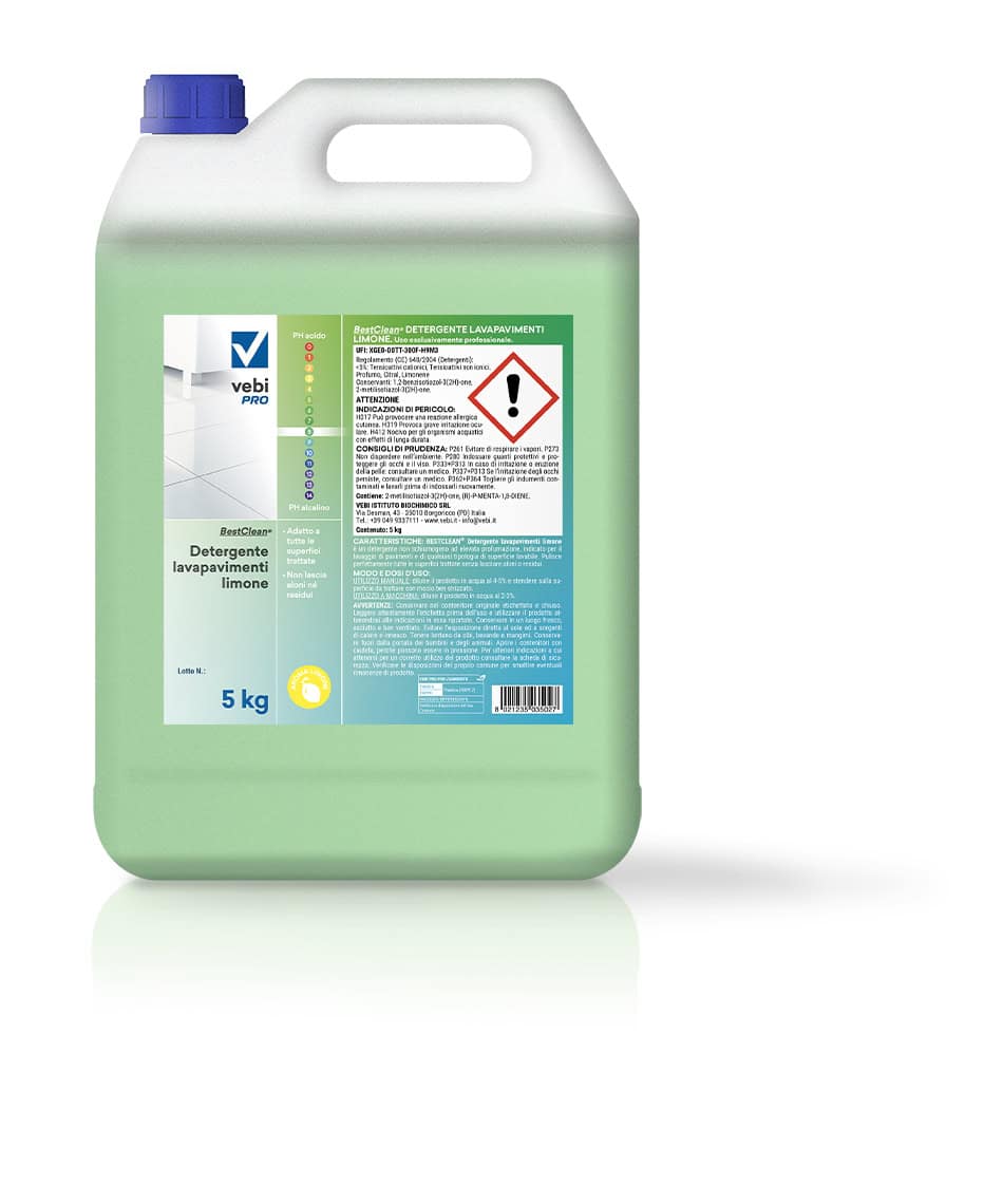 Detergente profumato per pavimenti Vebi BestClean Lavapavimenti Limone tanica 5 kg