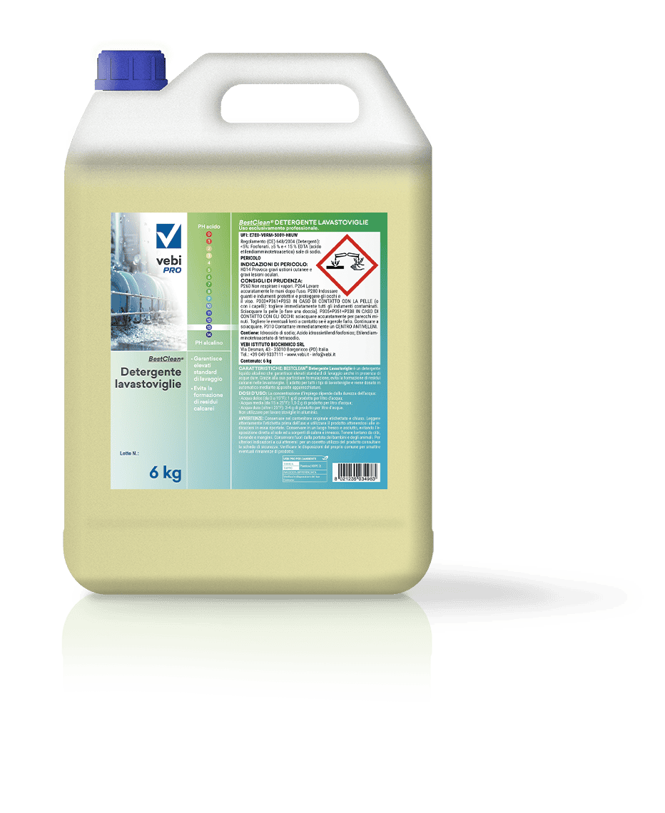 Detergente alcalino per lavastoviglie professionali Vebi BestClean Lavastoviglie tanica 6 kg