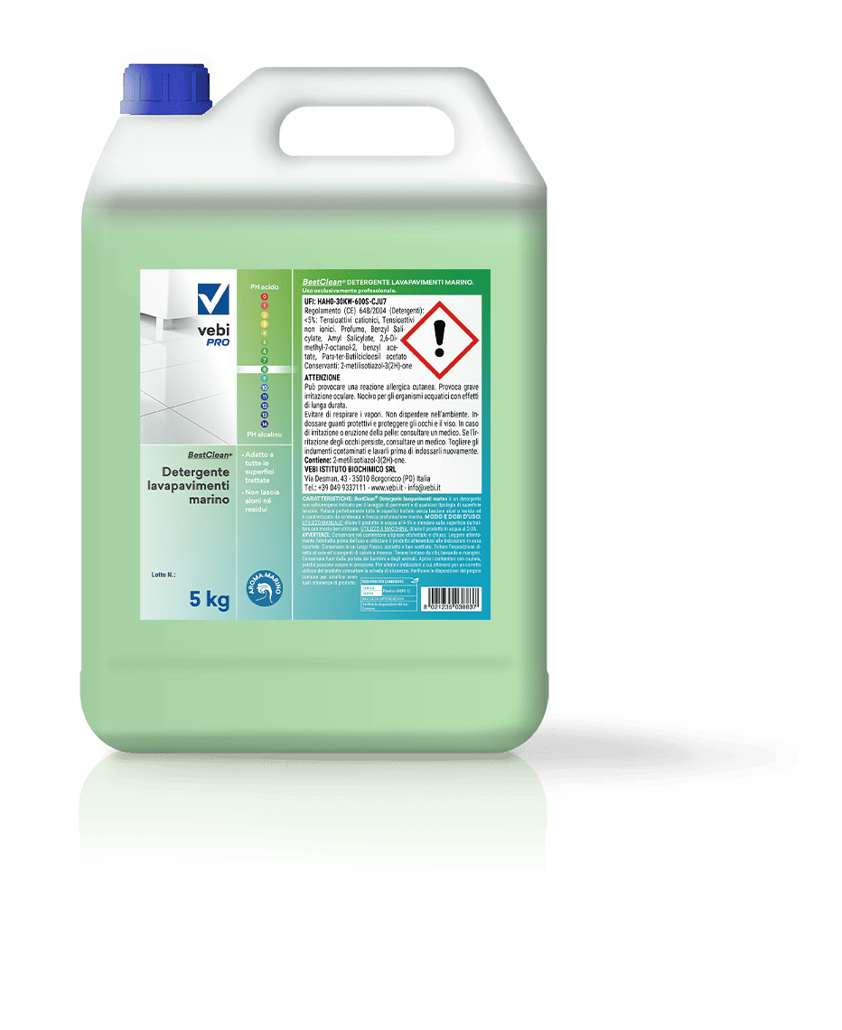 Detergente profumato per pavimenti Vebi BestClean Lavapavimenti Marino tanica 5 kg