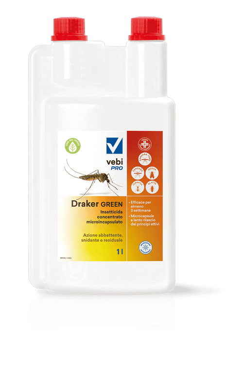 Insetticida concentrato microincapsulato per insetti volanti e striscianti Vebi Draker Green 1 litro