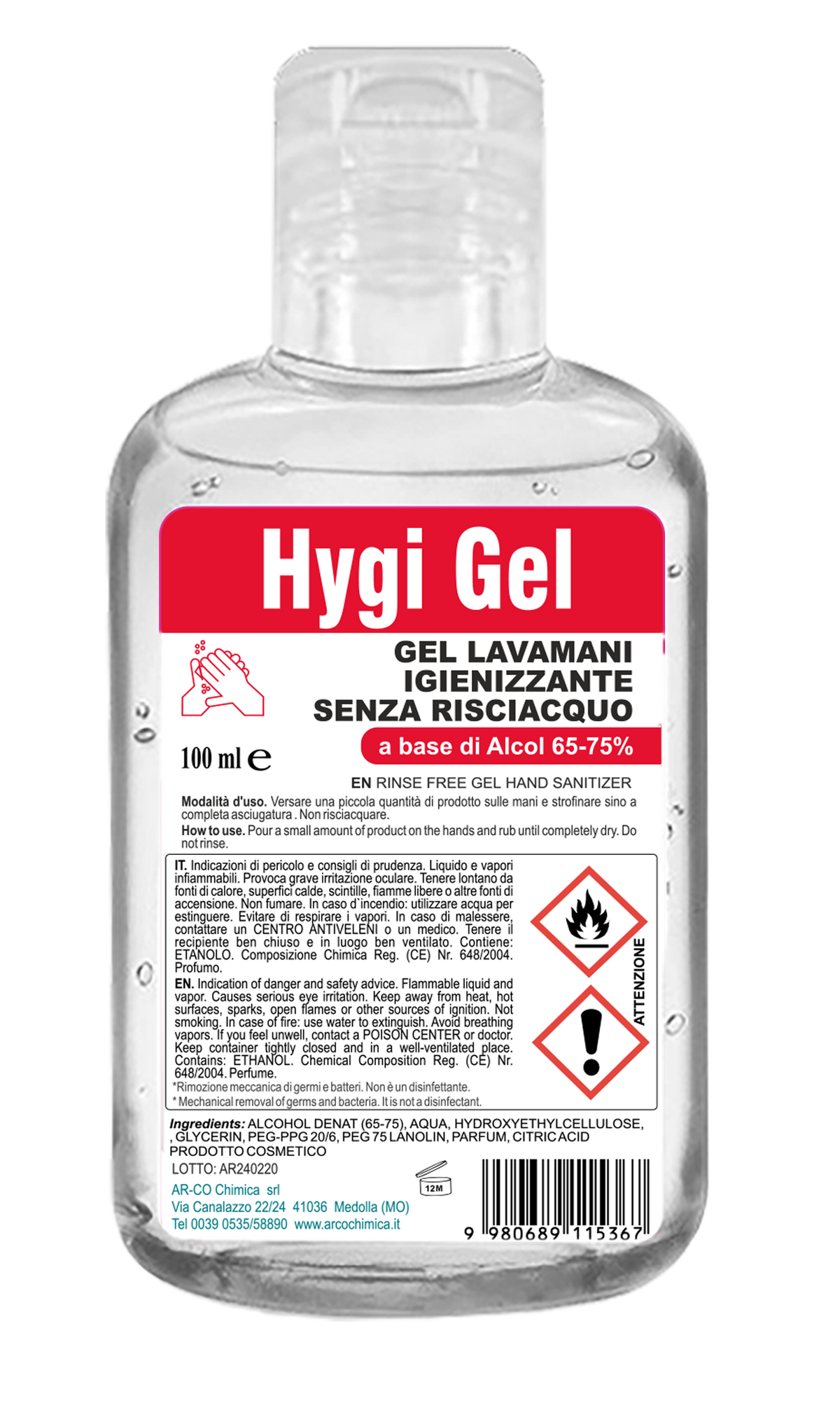 Gel lavamani igienizzante alcolico profumato con pompetta Arco Chimica Hygi Gel con 6 pompette 500 ml