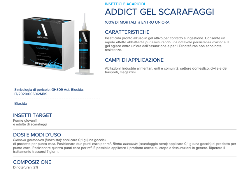 Gel insecticide pour blattes et blattes Newpharm ADDICT GEL CAFARDS - Cartouche de 30 g