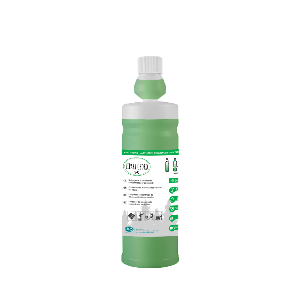 Detergente brillantante profumato concentrato per pavimenti Arco Chimica Lipari Cedro 5-C 6x1 litro