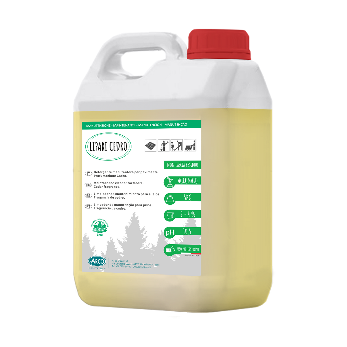 Detergente mantenitore profumato al cedro per pavimenti Arco Chimica Lipari Cedro 5 kg