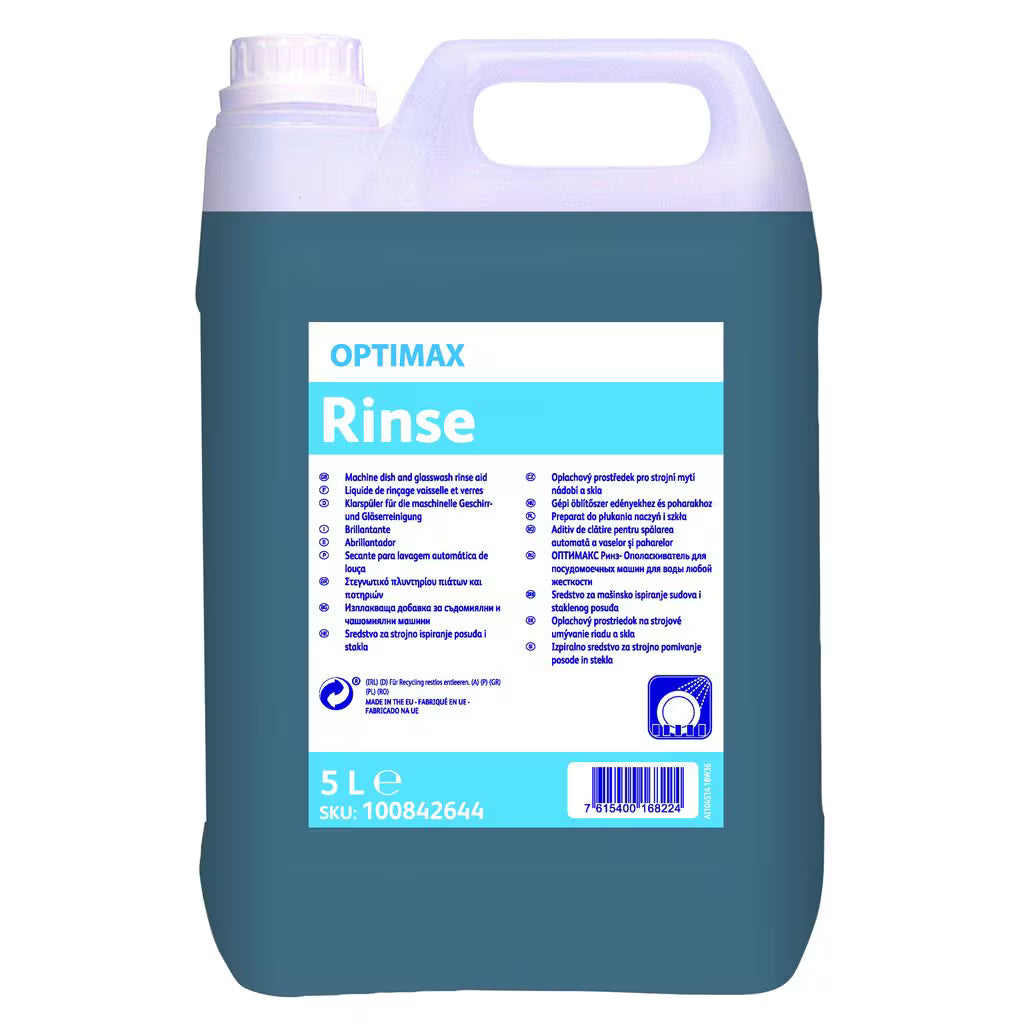Brillantante neutro per lavastoviglie Optimax Rinse 5 litri