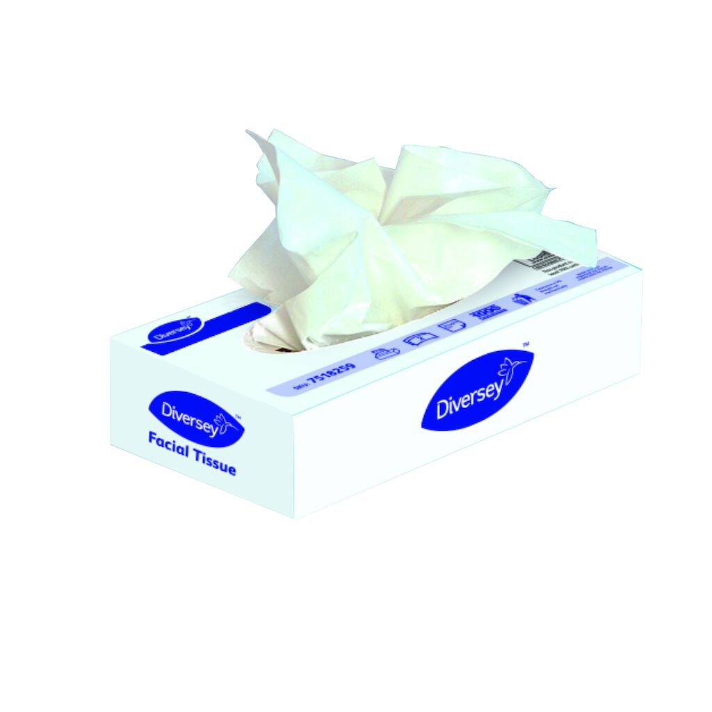 Veline cosmetiche 2 veli Diversey Facial Tissue 21 x 21 cm Bianco 40 pezzi
