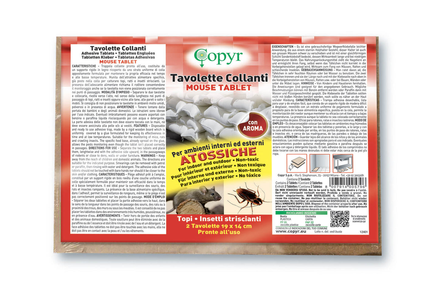 Klebefalle aus Hartfaserplatte für Mäuse, Ratten und Ratten – 2 Stück