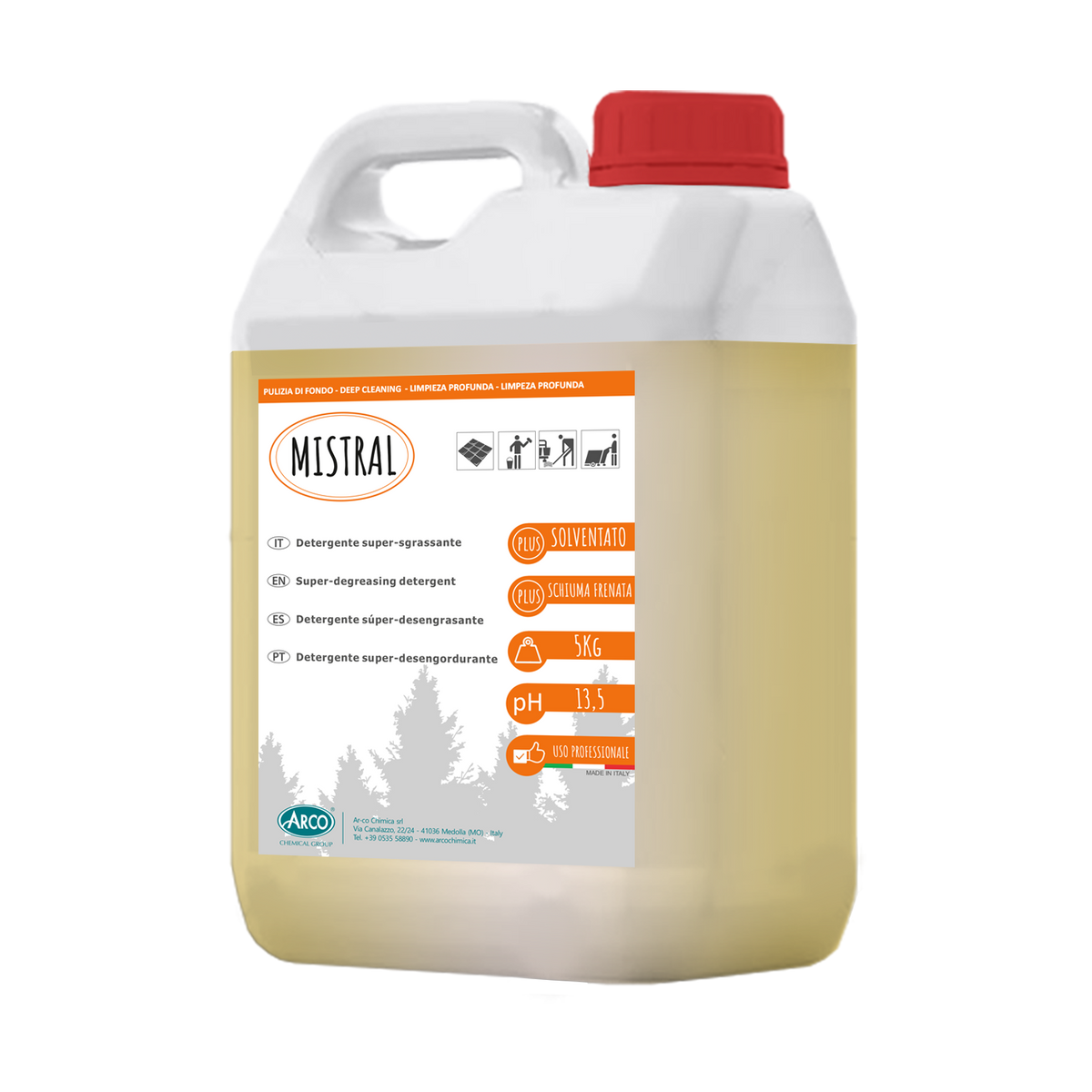 Detergente solvente supersgrassante Arco Chimica Mistral 4x5 kg