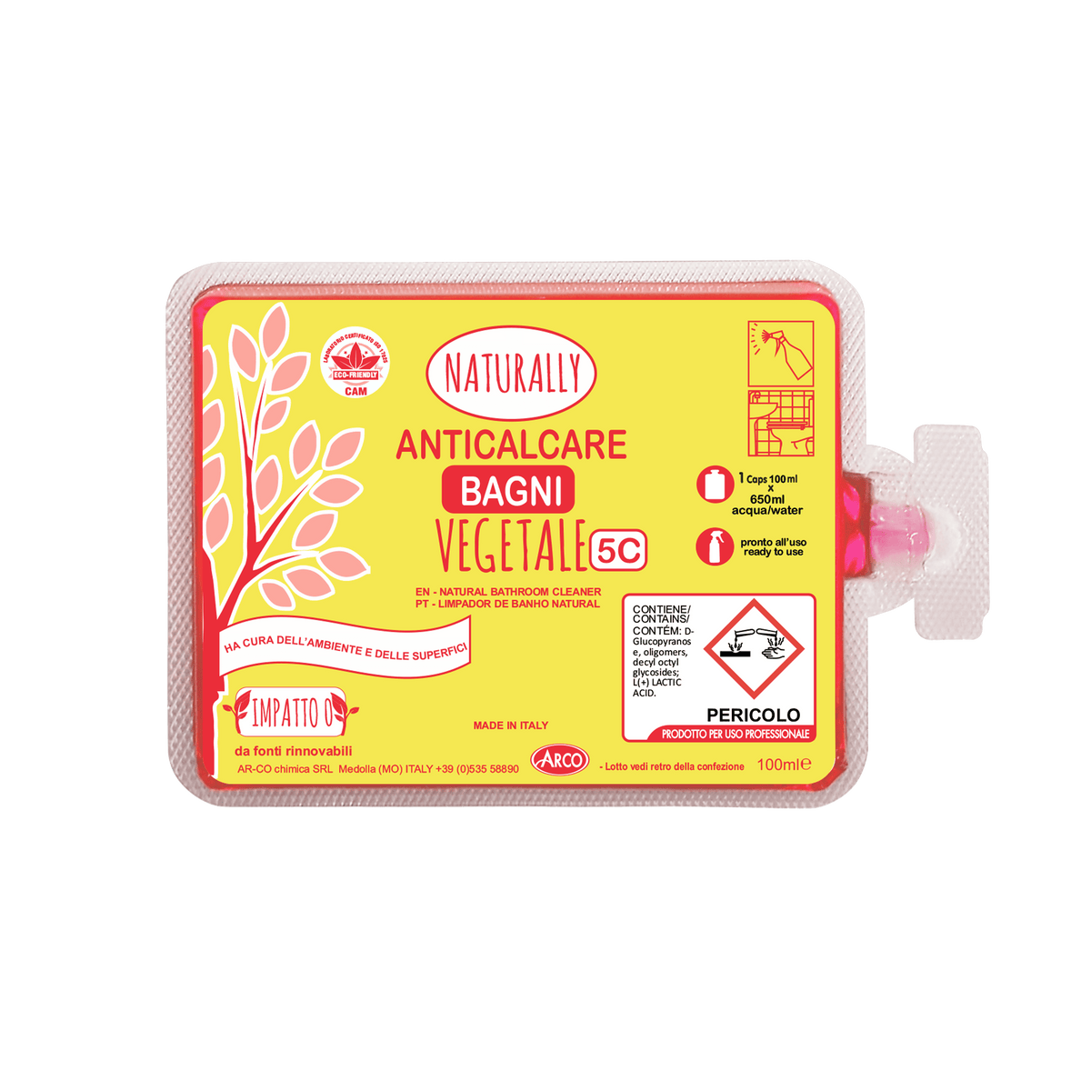 Anticalcare vegetale concentrato per bagni in monodose Arco Chimica Naturally Bagni confezione 60 monodosi da 100 ml