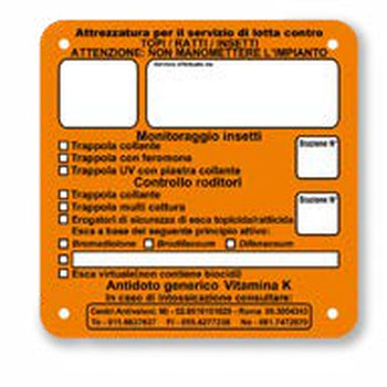 Cartello di segnalazione esca topicida Orma in forex 15x15 cm