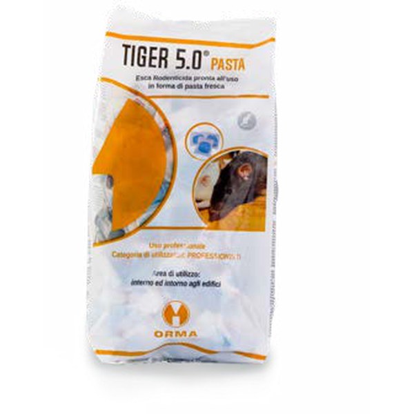 Esca rodenticida derattizzante per topi e ratti Orma Tiger 5.0 Pasta busta 1,5 kg