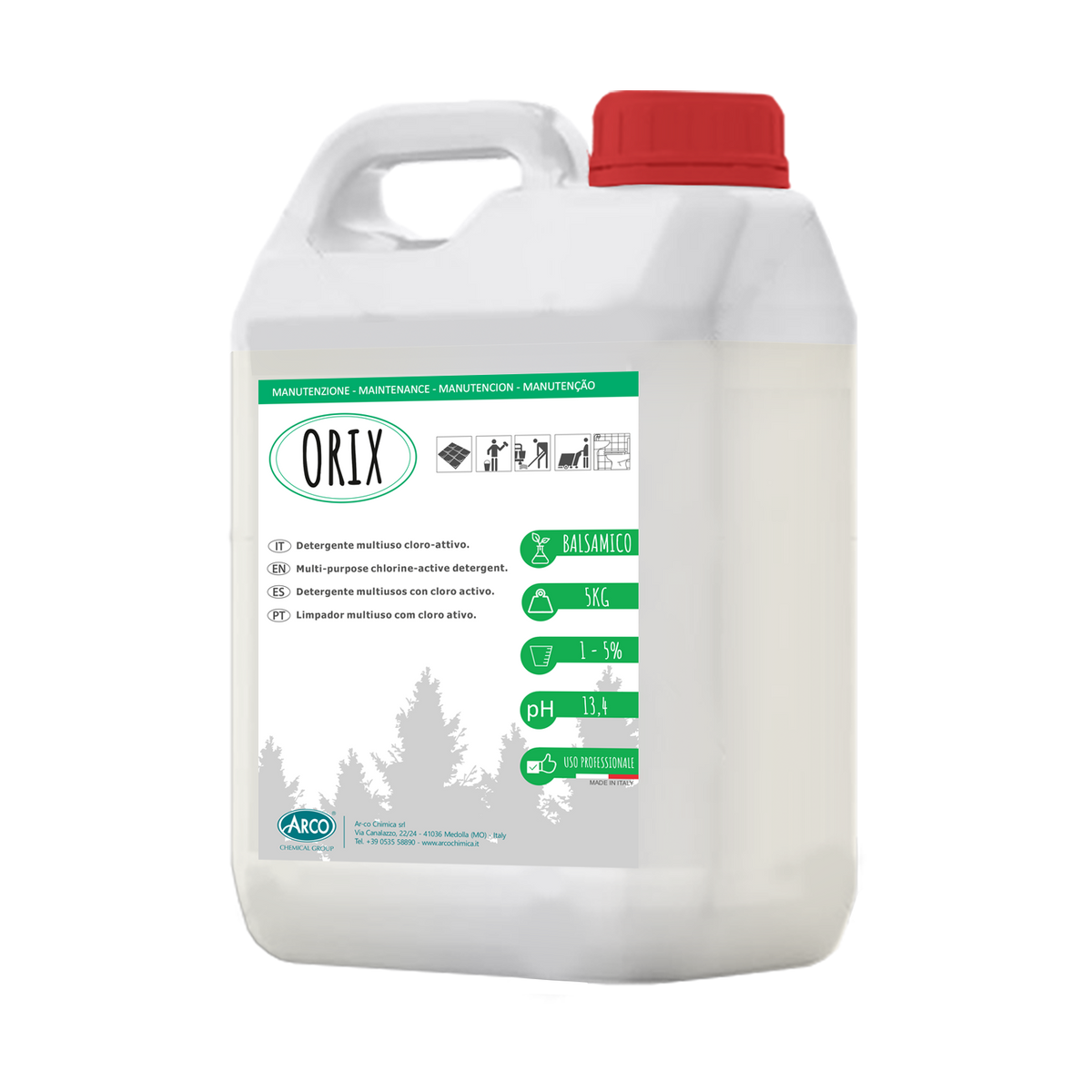 Detergente mantenitore clorattivo profumato per pavimenti Arco Chimica Orix 5 kg