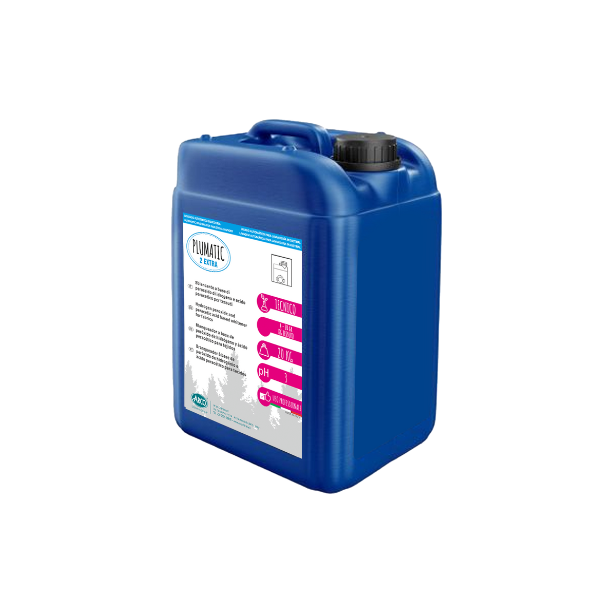 Candeggiante a base ossigeno e peracetico per lavanderie industriali Arco Chimica Plumatic 2 Extra 20 kg