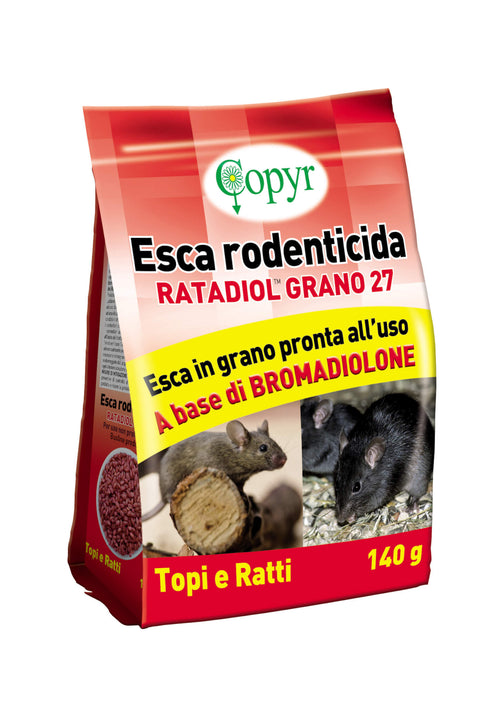Esca derattizzante rodenticida per topi e ratti Copyr Ratadiol Grano 27 - 140g