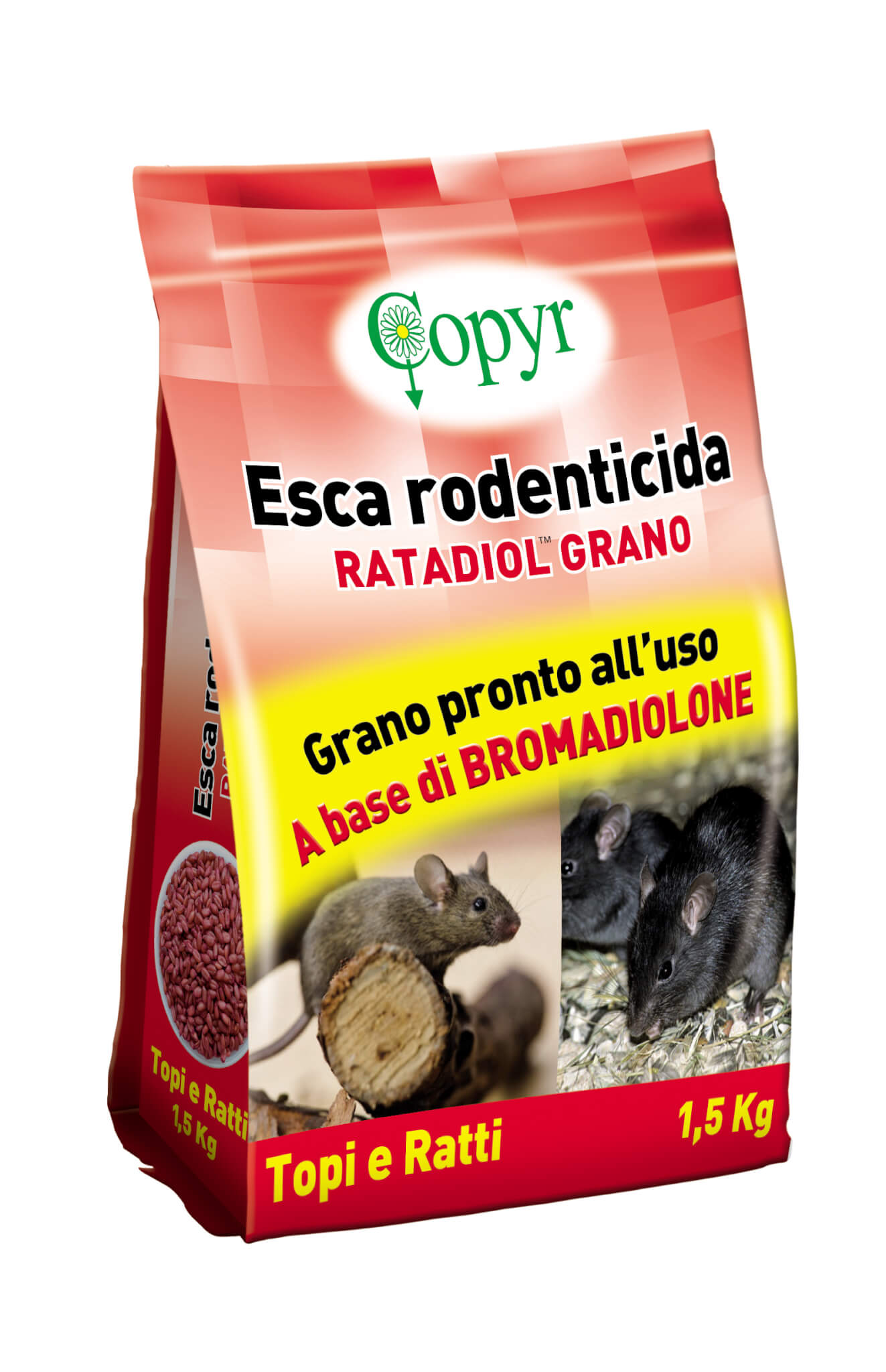 Rodenticida deranty bait for mice and rats Copyr Ratadiol wheat 1.5 kg