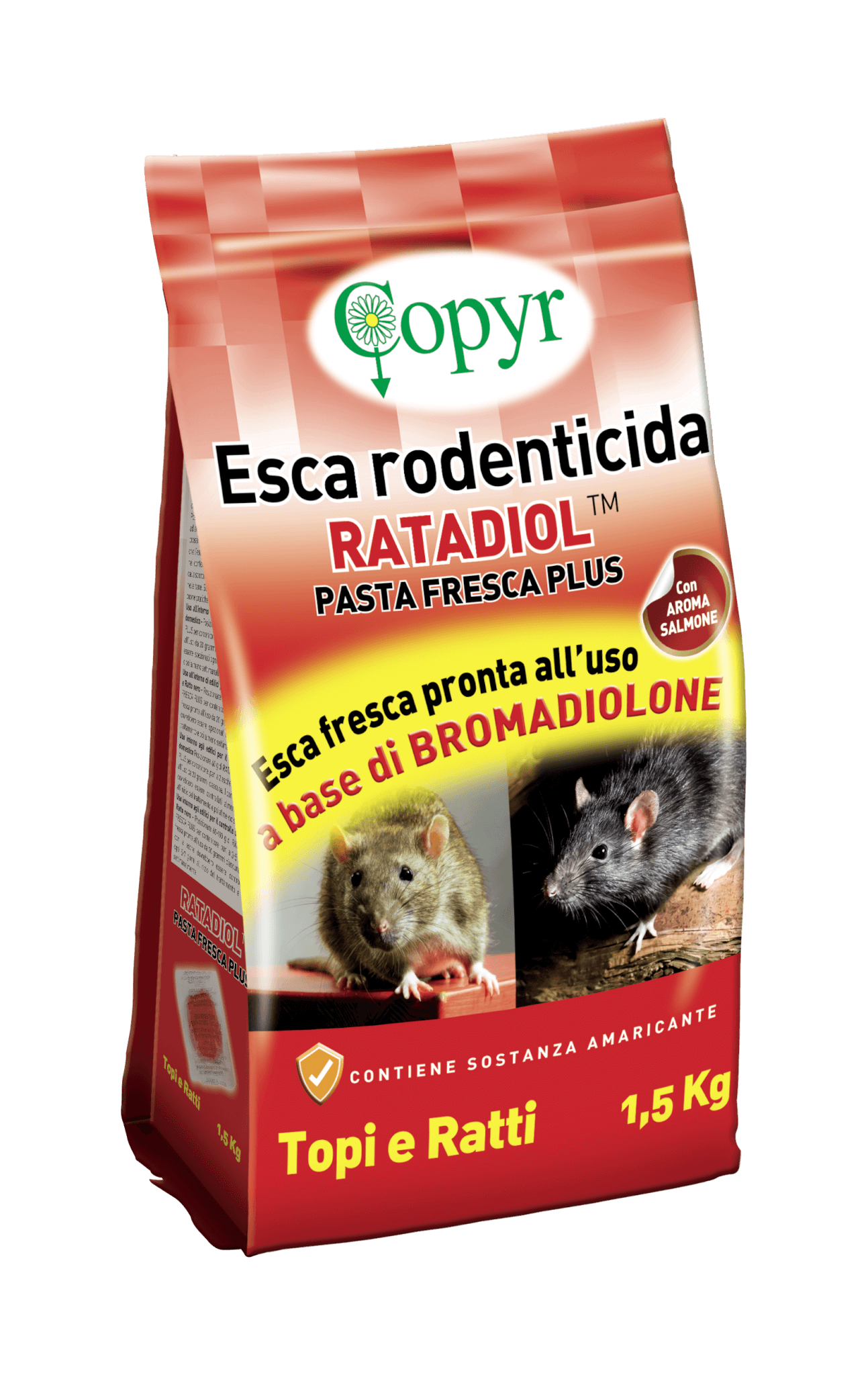 Esca derattizzante rodenticida per topi e ratti Copyr Ratadiol Pasta 1,5 kg
