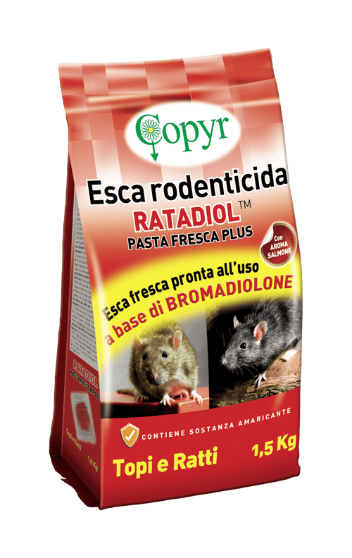 Esca derattizzante rodenticida per topi e ratti Copyr Ratadiol Pasta 1,5 kg