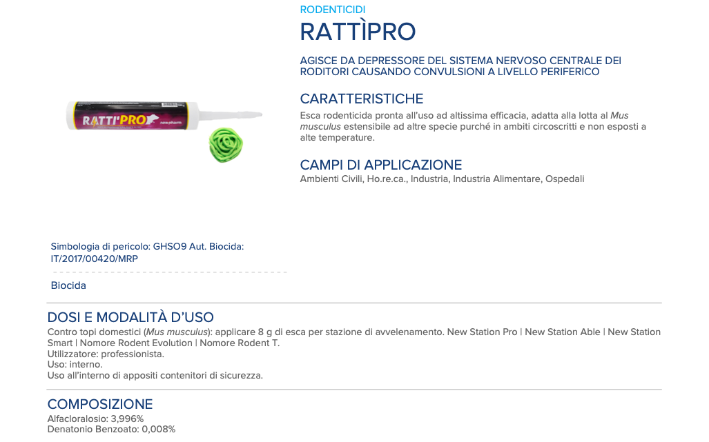 Esca derattizzante rodenticida in crema per topi e ratti Rattipro 300 gr