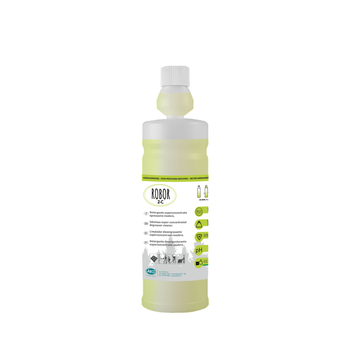Detergente supersgrassante inodore concentrato Arco Chimica Robor 2-C 6x1 litro