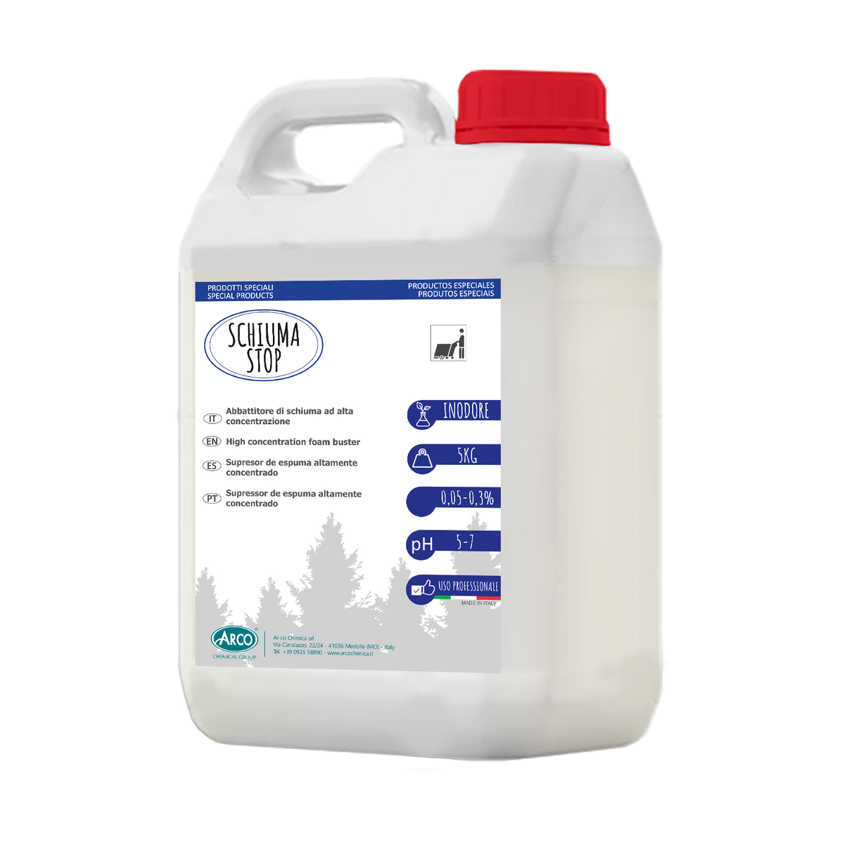 Antischiuma concentrato Arco Chimica Schiuma Stop 4x5 kg