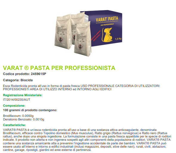 Rodenticide pest control bait for mice and rats Copyr Varat 1.5 kg