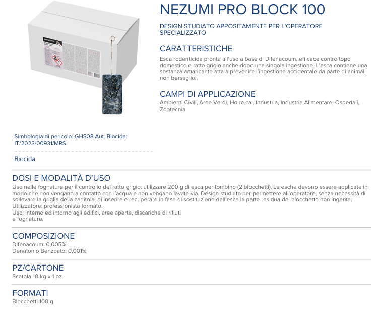 Rodenticide pest control bait for mice and rats Nezumi Pro Block 10 kg
