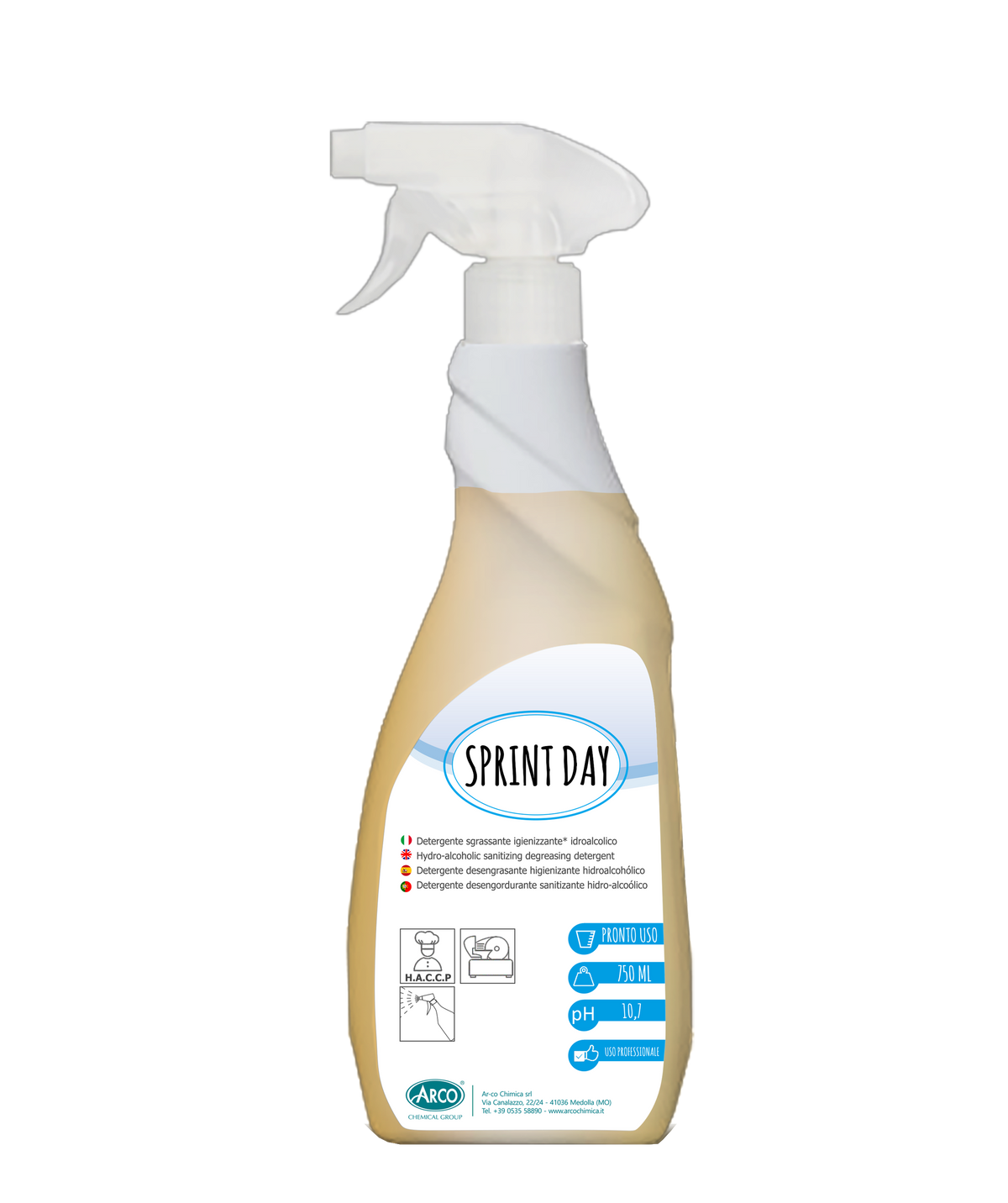 Detergente igienizzante sgrassante Arco Chimica Sprint Day 750 ml