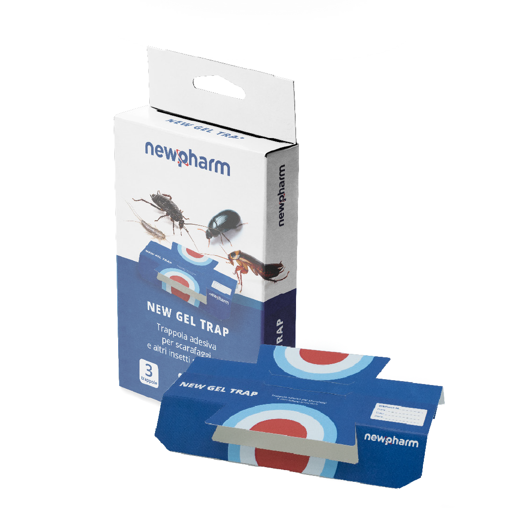 Trappola adesiva per blatte e insetti striscianti Newpharm New Gel Trap kit 3 trappole