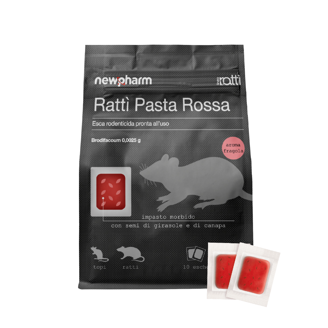 Cebo rodenticida control de plagas para ratones y ratas Ratti Pasta Rossa 150 gr