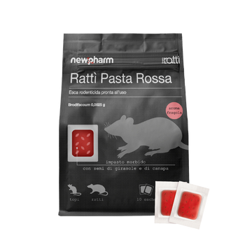 Esca rodenticida derattizzante per topi e ratti Ratti Pasta Rossa 150 gr
